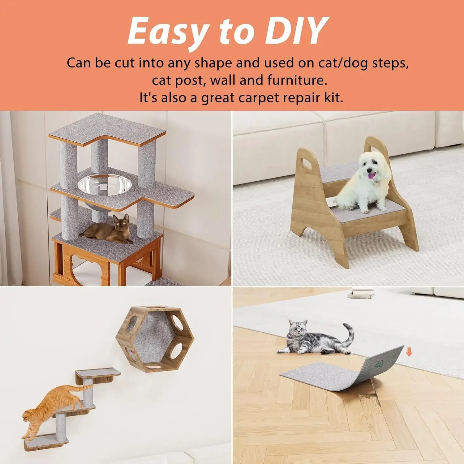 Cat Scratch Mat – Self-Adhesive, Trimmable Furniture Protector